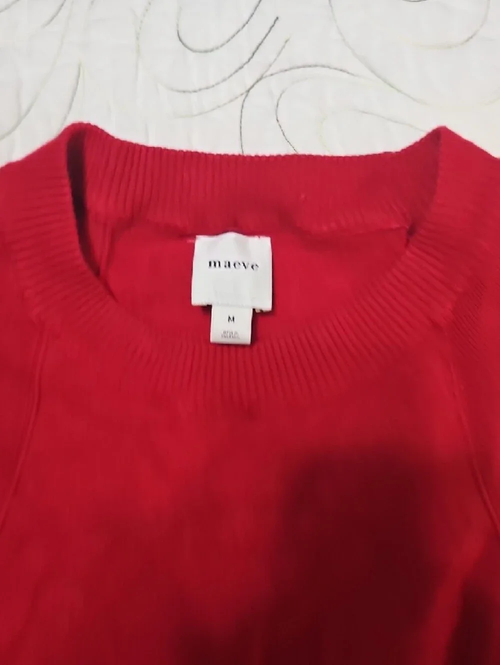 Maeve Bright Red Sleeveless Knit Shell with Contrast Trim - Picture 2 of 5